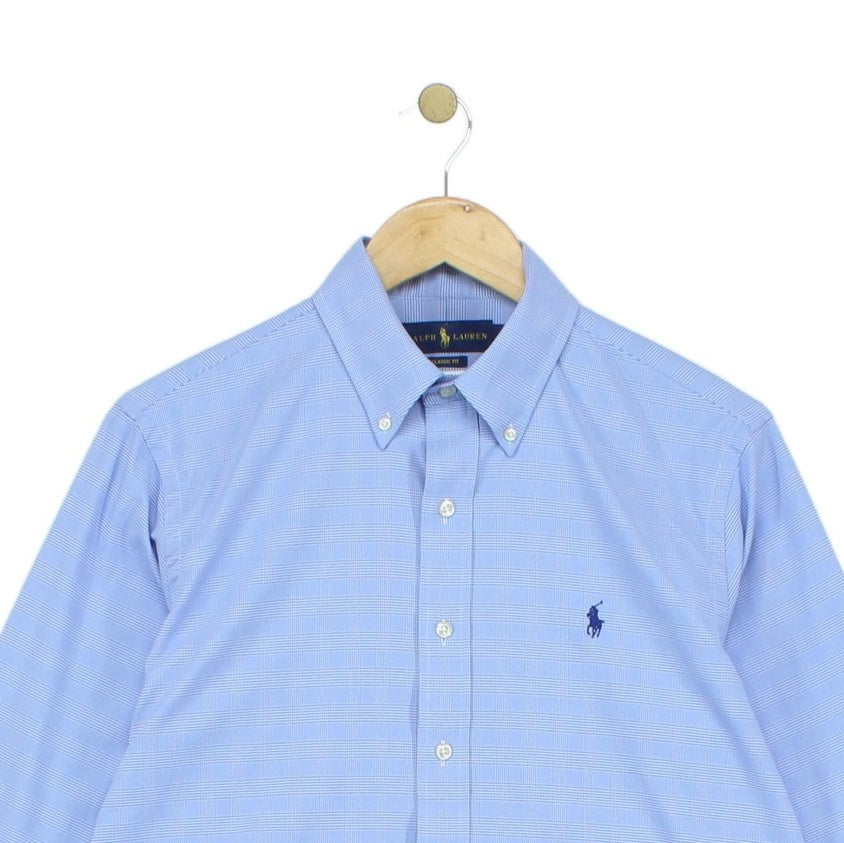 Mens Check Shirt Stretch Classic Fit Long Sleeve