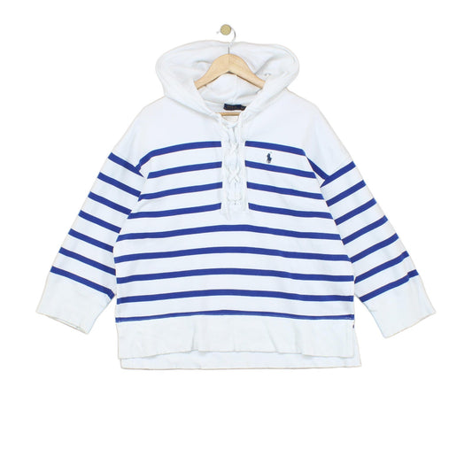 Womens Oversized Hoodie Striped Side Split Nautical