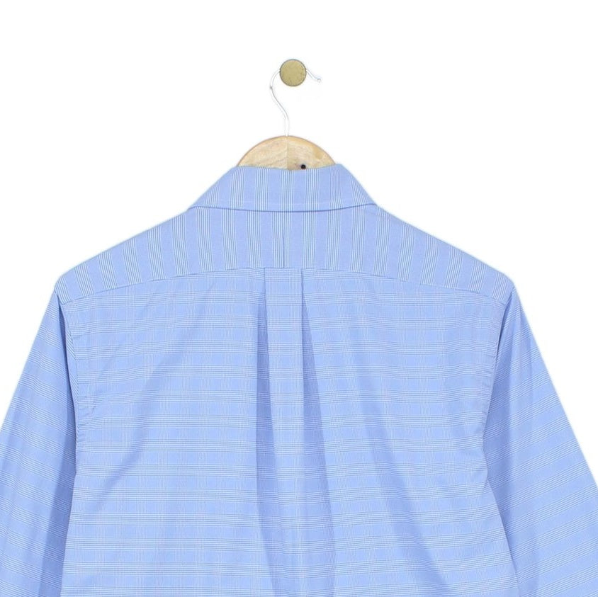Mens Check Shirt Stretch Classic Fit Long Sleeve