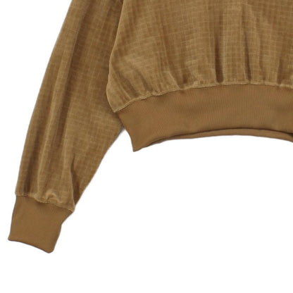Womens Velour Sweatshirt Cropped Collared