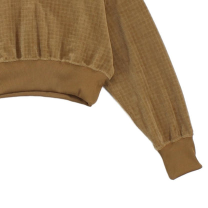 Womens Velour Sweatshirt Cropped Collared