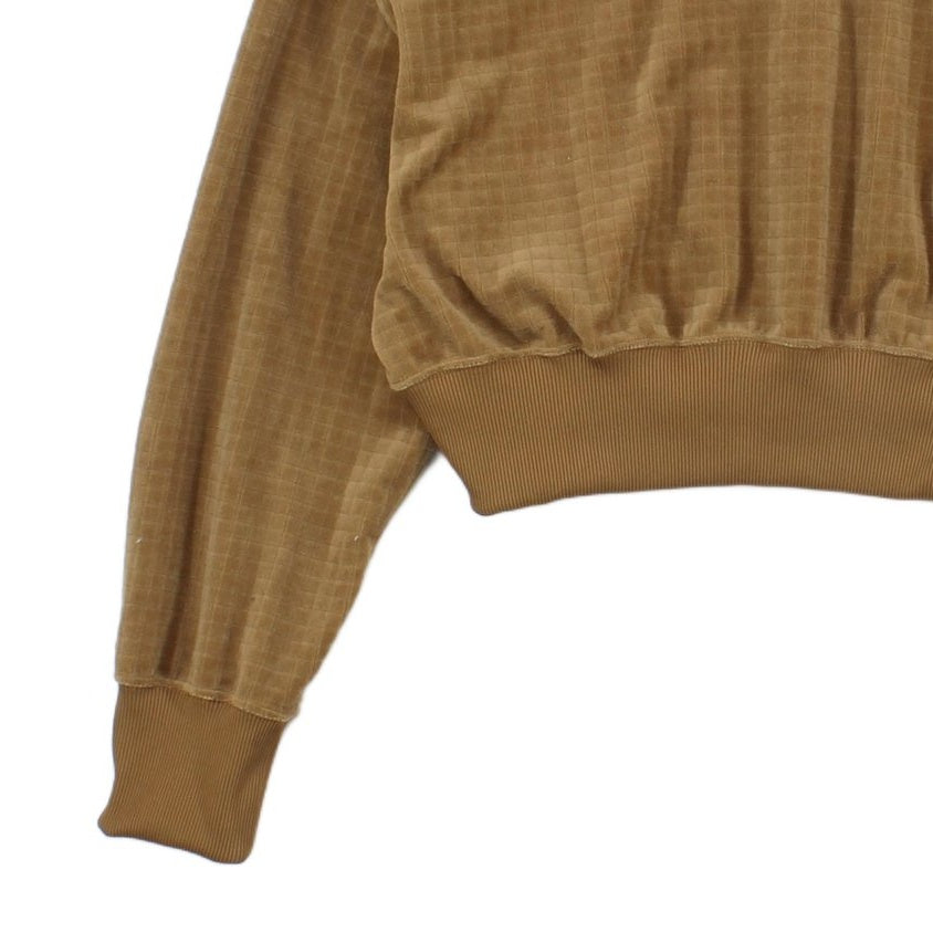 Womens Velour Sweatshirt Cropped Collared