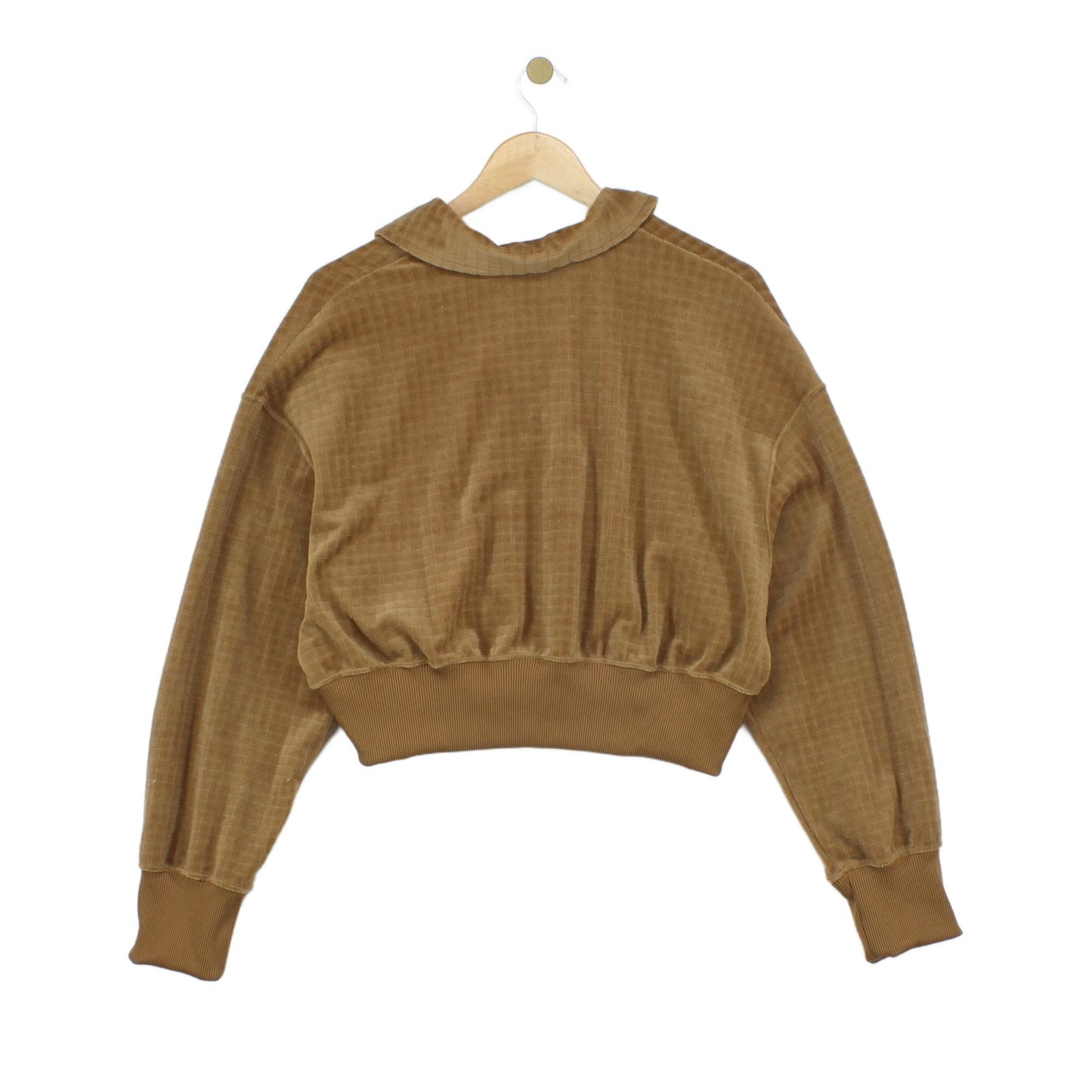 Womens Velour Sweatshirt Cropped Collared