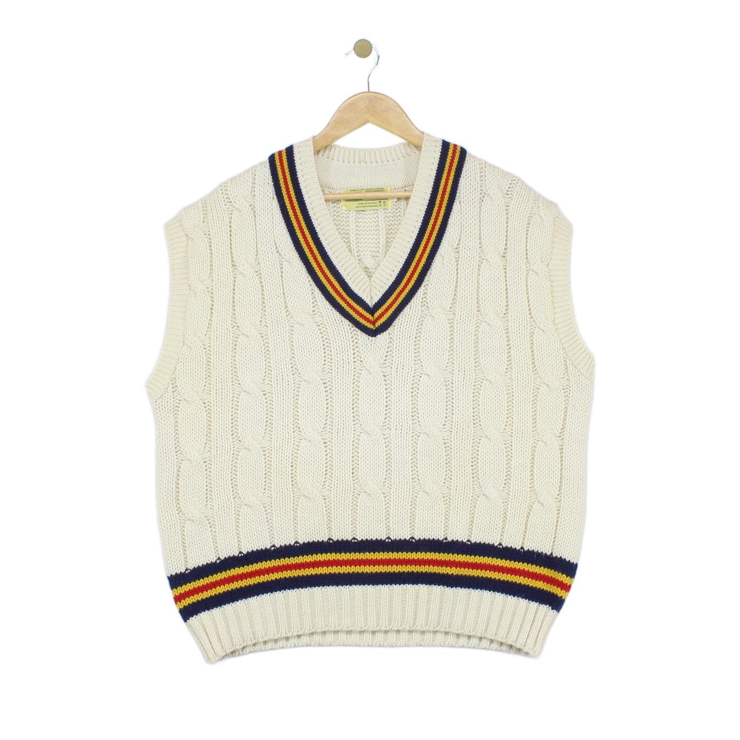 Mens Vintage Cricket Vest Jumper Uk Made Wool