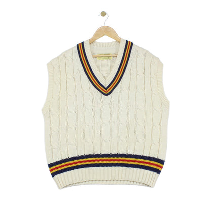 Mens Vintage Cricket Vest Jumper Uk Made Wool