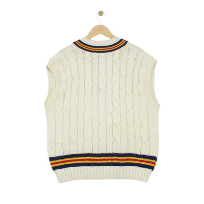 Mens Vintage Cricket Vest Jumper Uk Made Wool