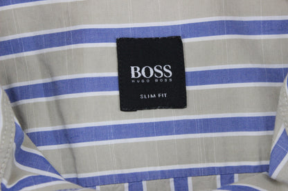Mens Striped Shirt Slim Fit Long Sleeve