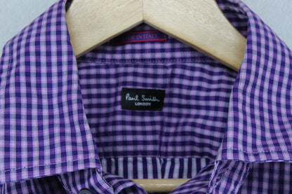 Mens Check Shirt Made In Italy Long Sleeve Button Up