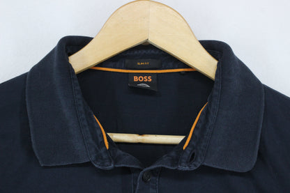 Mens Polo Shirt Slim Fit Long Sleeve Collared