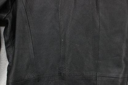 Womens Leather Blazer Notch Lapel Button Tailored