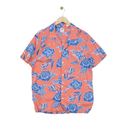 Mens Floral Shirt Short Sleeve Relaxed Revere Collar