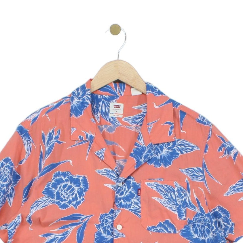 Mens Floral Shirt Short Sleeve Relaxed Revere Collar