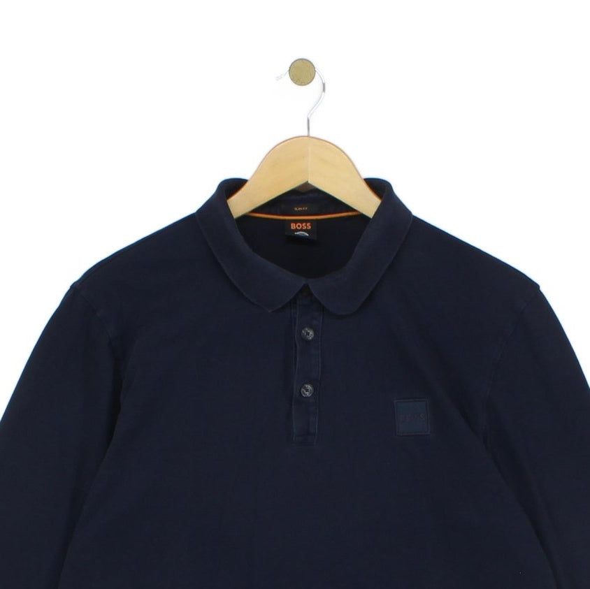 Mens Polo Shirt Slim Fit Long Sleeve Collared