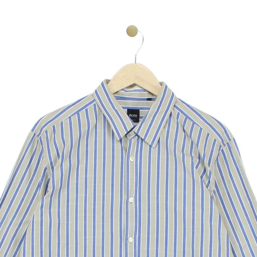 Mens Striped Shirt Slim Fit Long Sleeve