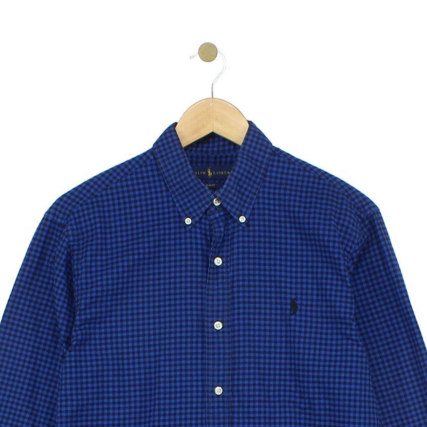 Mens Check Shirt Slim Fit Button Down