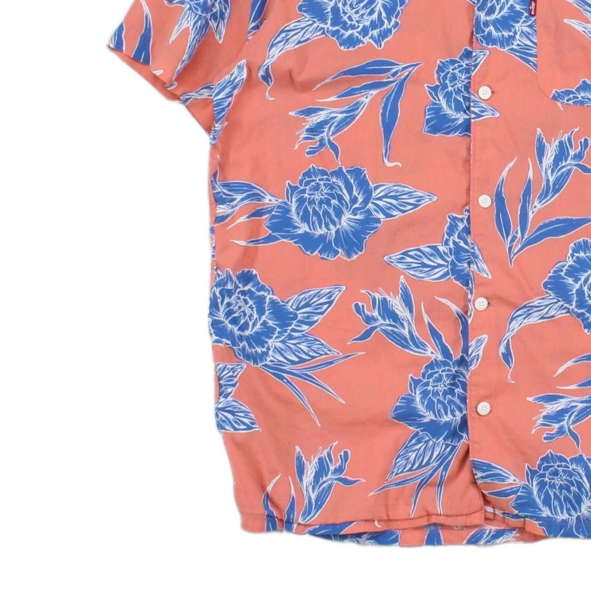 Mens Floral Shirt Short Sleeve Relaxed Revere Collar