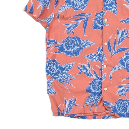 Mens Floral Shirt Short Sleeve Relaxed Revere Collar