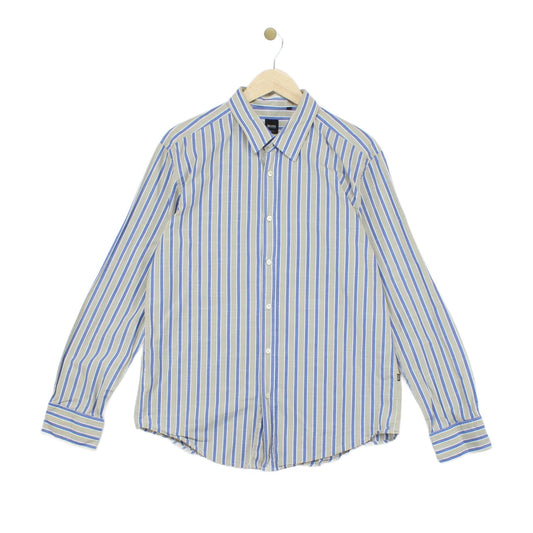 Mens Striped Shirt Slim Fit Long Sleeve