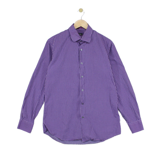 Mens Check Shirt Made In Italy Long Sleeve Button Up