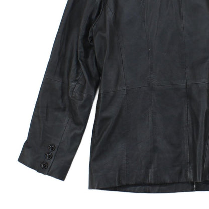 Womens Leather Blazer Notch Lapel Button Tailored