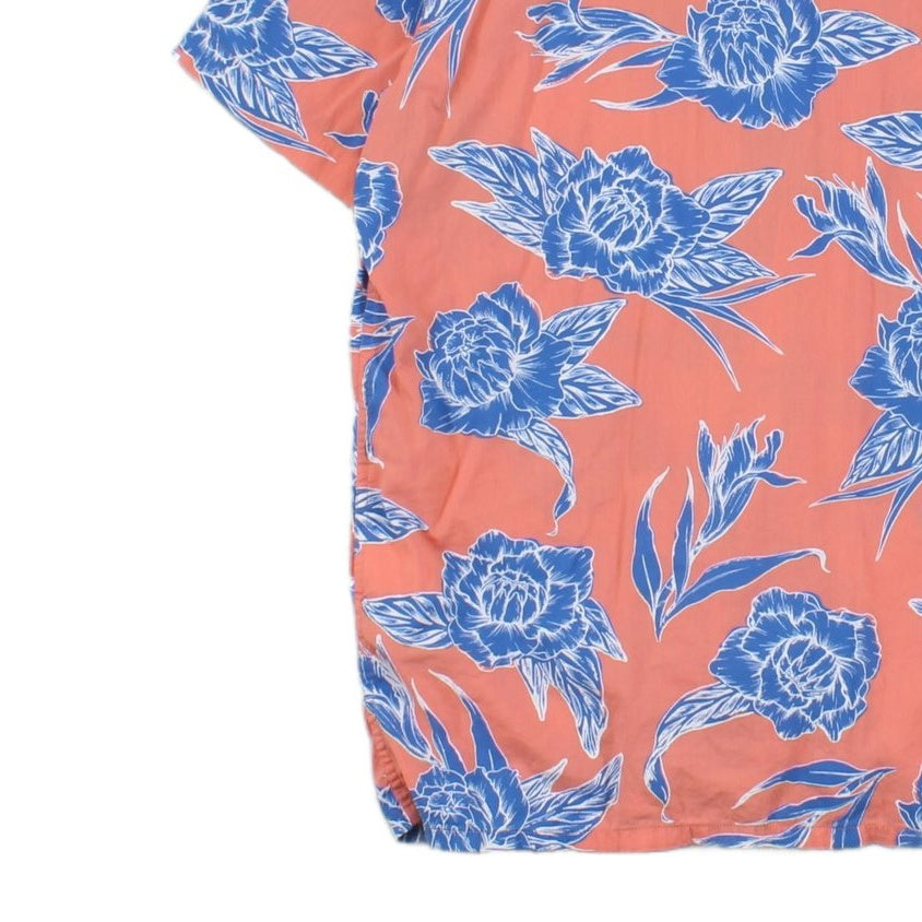 Mens Floral Shirt Short Sleeve Relaxed Revere Collar