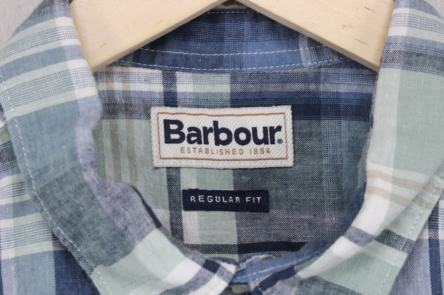 Mens Linen Plaid Shirt Short Sleeve Check