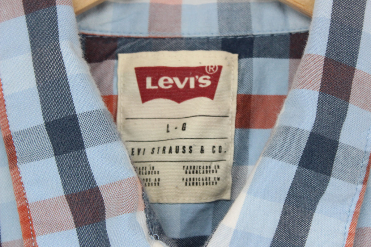 Mens Plaid Shirt Short Sleeve Button Up