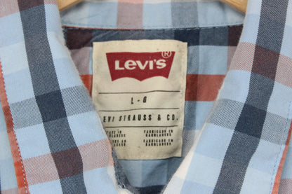 Mens Plaid Shirt Short Sleeve Button Up