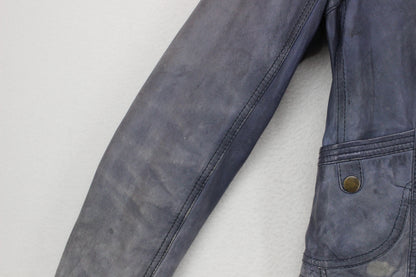 Womens Leather Jacket Zip Biker Moto