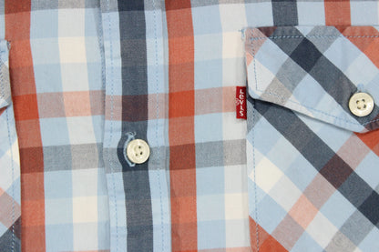 Mens Plaid Shirt Short Sleeve Button Up