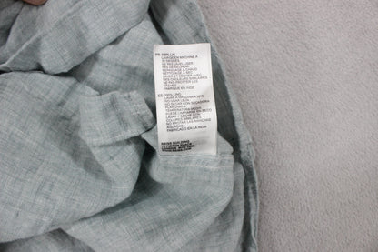 Mens Linen Shirt Slim Fit Short Sleeve Button Up