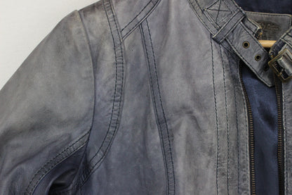 Womens Leather Jacket Zip Biker Moto