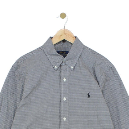 Mens Check Shirt Buttoned Slim Fit Long Sleeve