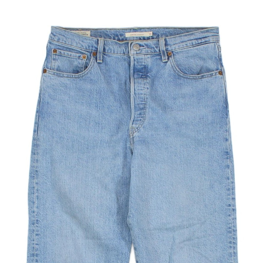 Womens Ribcage Straight Jeans Denim Classic Button Fly