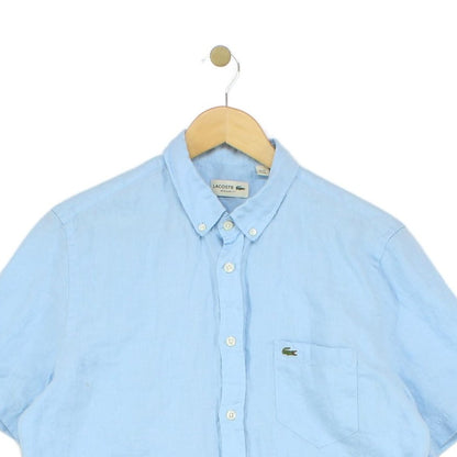 Mens Linen Shirt Button Down Short Sleeve Regular Fit