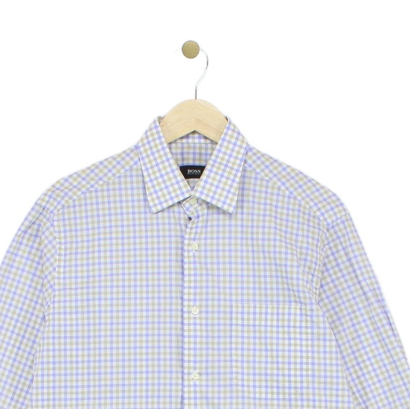 Mens Check Shirt Business Button Up
