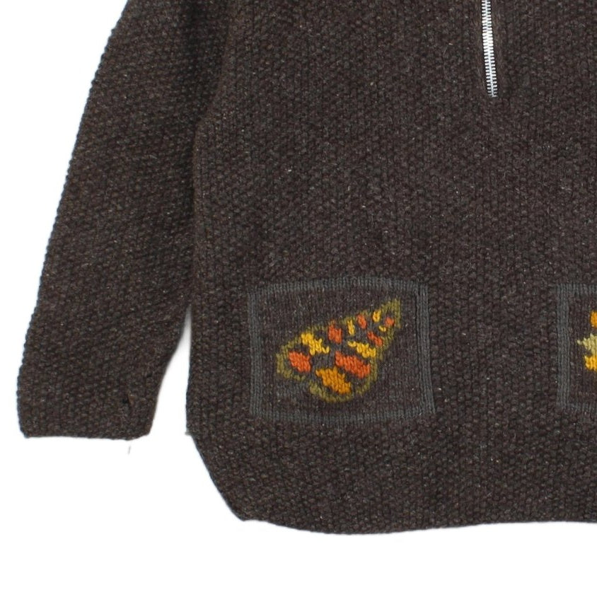 Womens 1/4 Zip Jumper Floral Pattern Wool