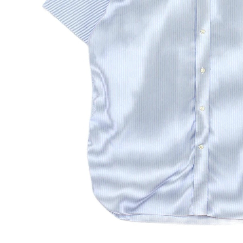 Mens Striped Shirt Short Sleeve Custom Fit Button Up