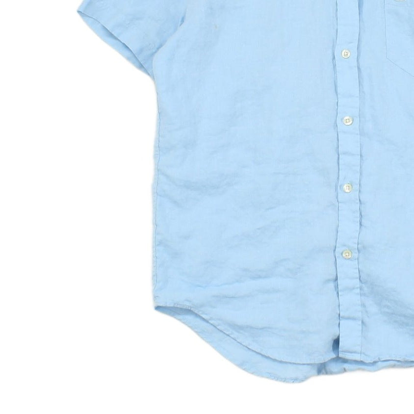 Mens Linen Shirt Button Down Short Sleeve Regular Fit