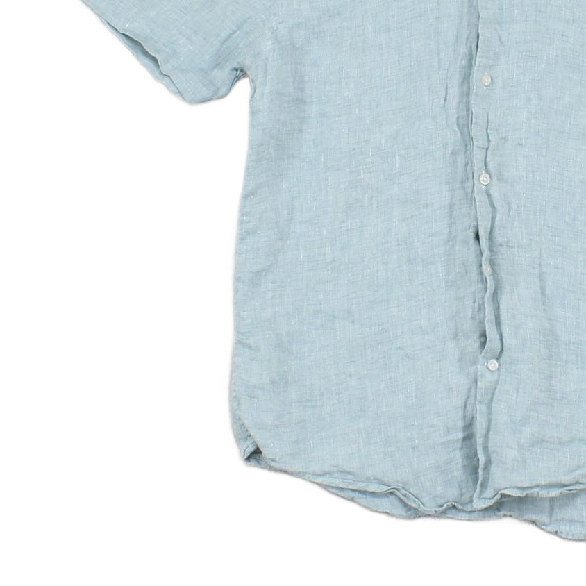 Mens Linen Shirt Slim Fit Short Sleeve Button Up