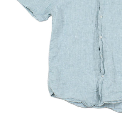 Mens Linen Shirt Slim Fit Short Sleeve Button Up