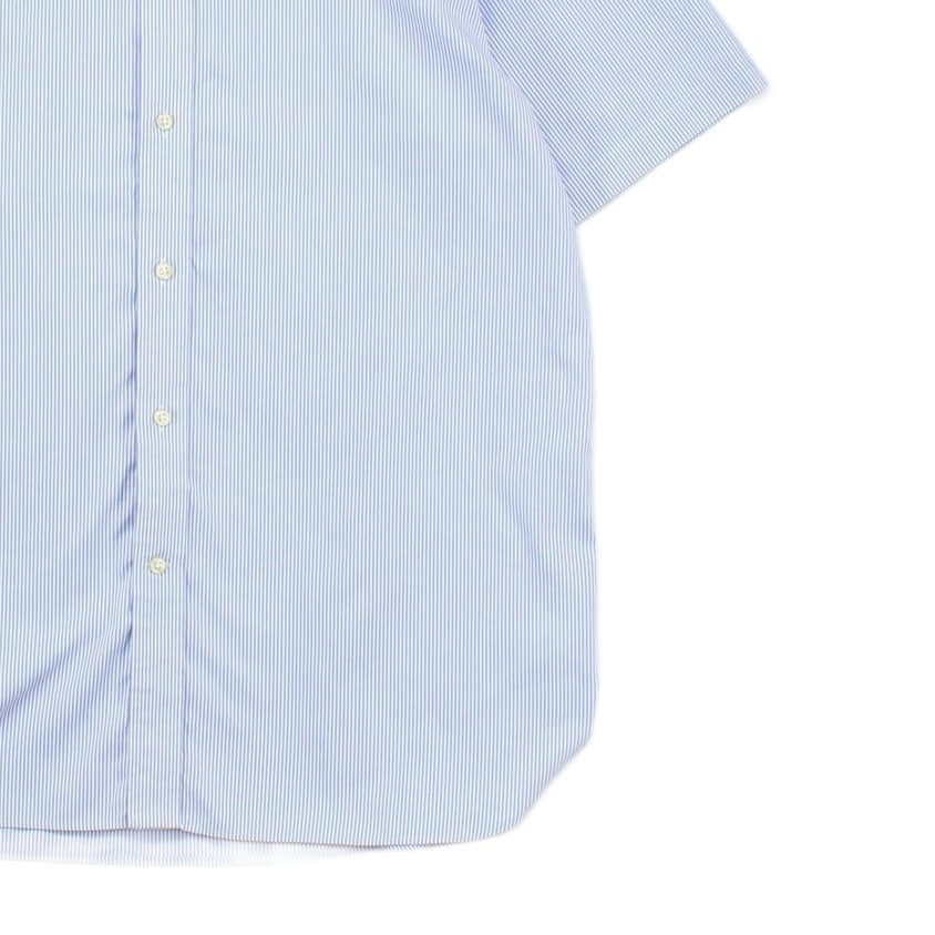 Mens Striped Shirt Short Sleeve Custom Fit Button Up
