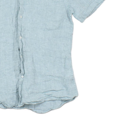 Mens Linen Shirt Slim Fit Short Sleeve Button Up