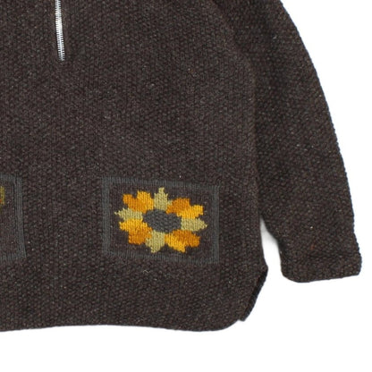 Womens 1/4 Zip Jumper Floral Pattern Wool