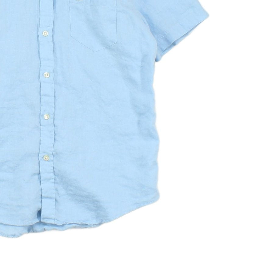 Mens Linen Shirt Button Down Short Sleeve Regular Fit