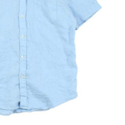 Mens Linen Shirt Button Down Short Sleeve Regular Fit