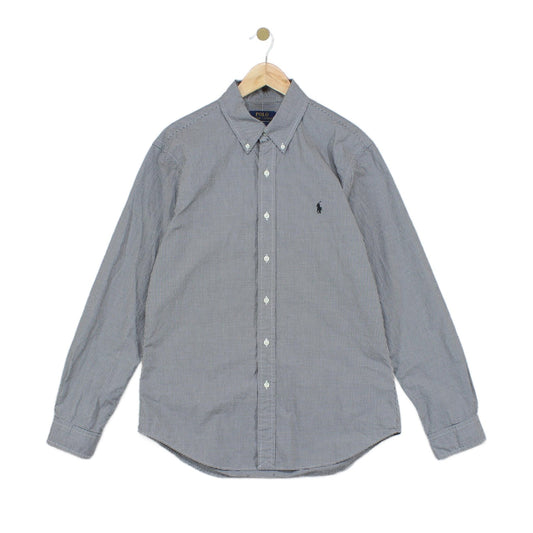 Mens Check Shirt Buttoned Slim Fit Long Sleeve