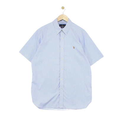Mens Striped Shirt Short Sleeve Custom Fit Button Up