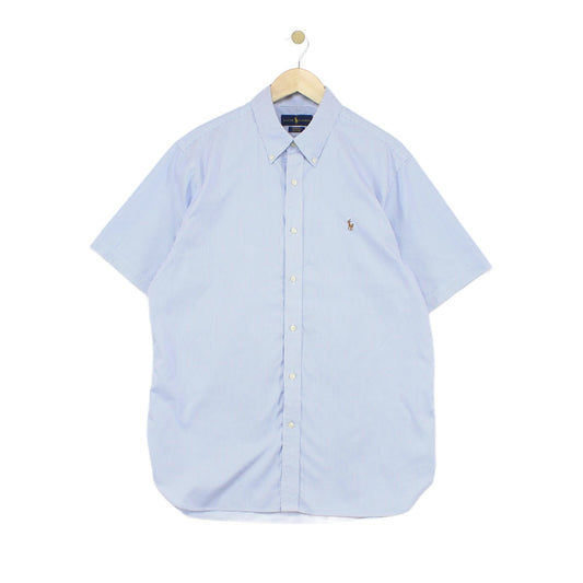 Mens Striped Shirt Short Sleeve Custom Fit Button Up