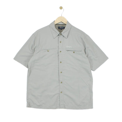 Mens Hiking Shirt Short Sleeve Button Up Lightweight